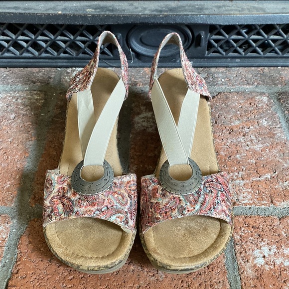 Rieker Regina Slingback T Strap Wedge Sandal SZ 10 EU 41 EUC! - Picture 3 of 8